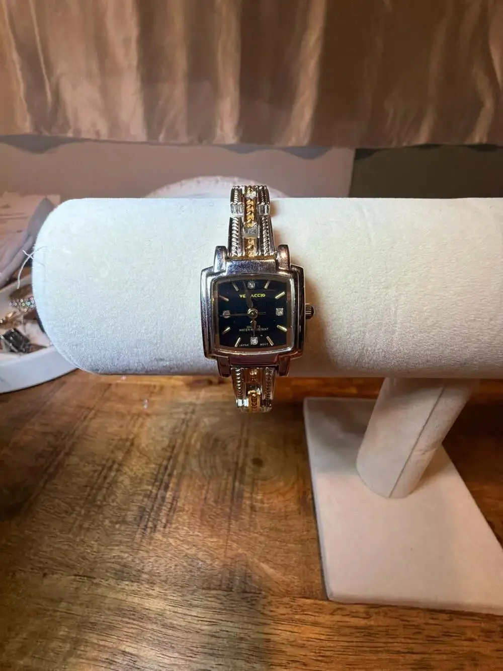 Vellacio Women's Two-Tone Rectangular Quartz Watch with Black Dial